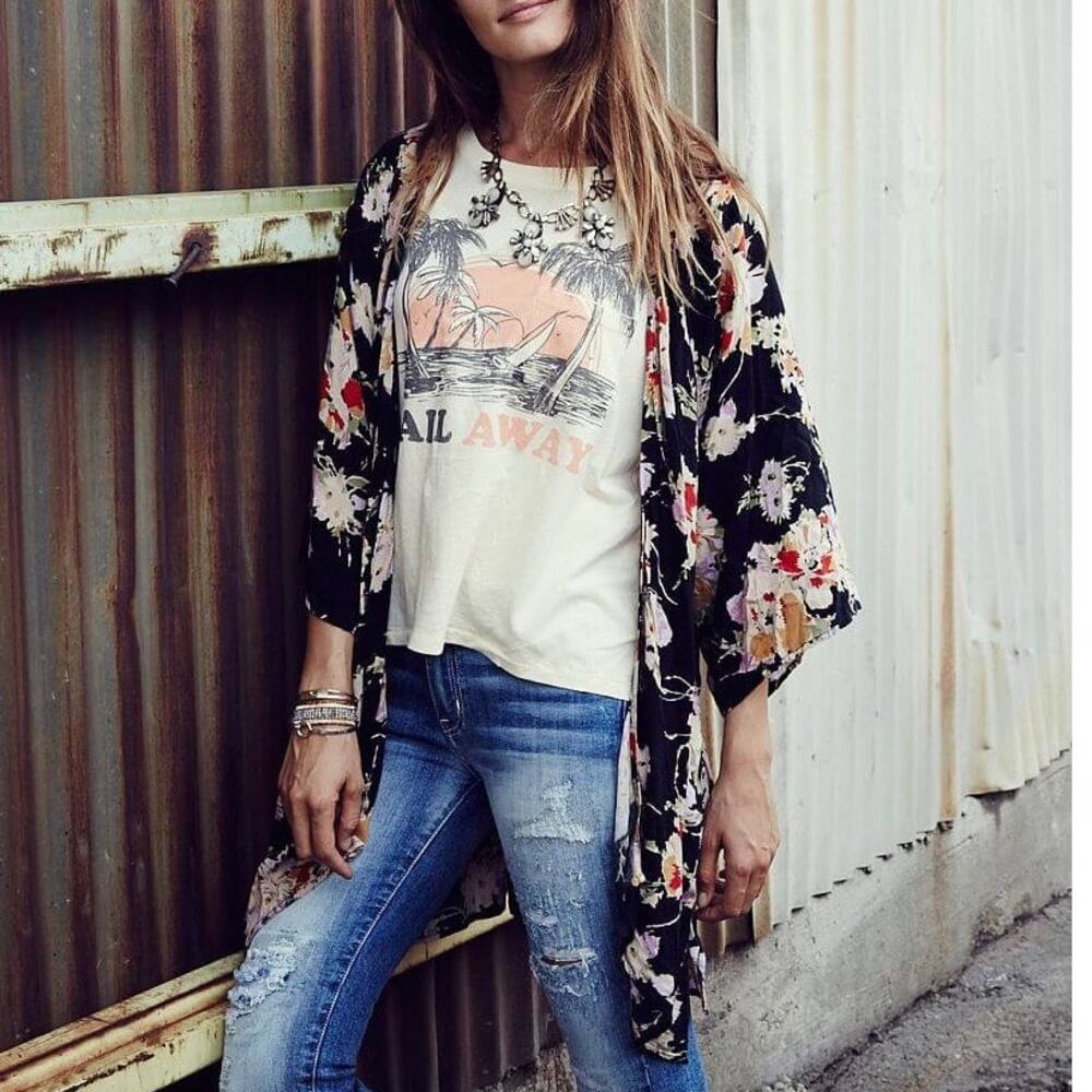 Billabong Tame Heart Open Cardigan Size Small Kimono Beach Surf Travel Resort
